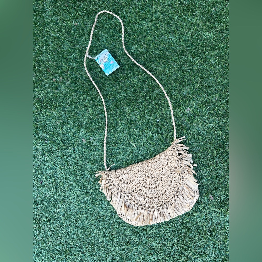 BNWT Dutch Handmade Crocheted Straw Crossbody Bag Purse - Picture 11 of 12